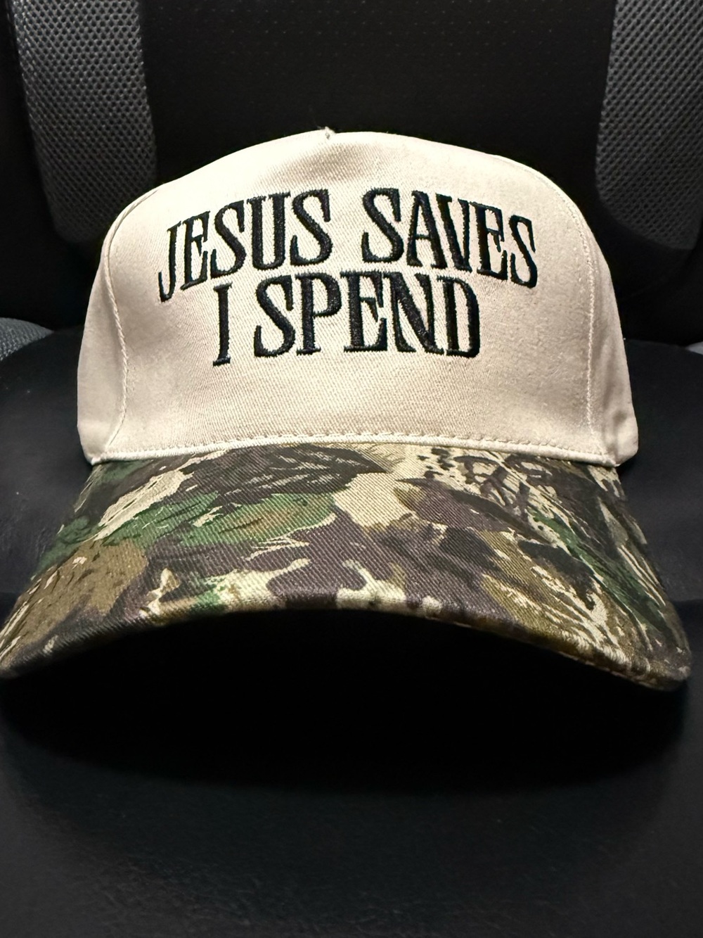 'Jesus Saves I Spend' Embroidered Hat